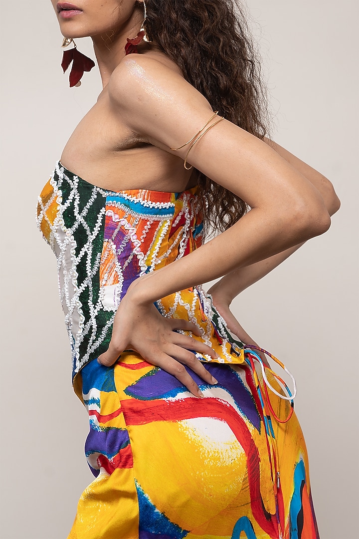 Multi-Colored Bemberg Satin Printed Skirt Set by Advait at Pernia's Pop Up Shop