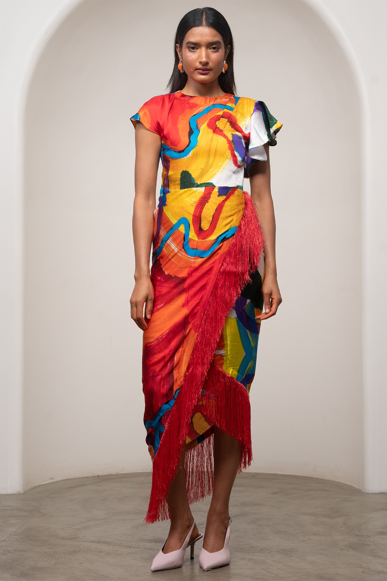 Advait Multi-Colored Bemberg Satin Printed Maxi Dress
