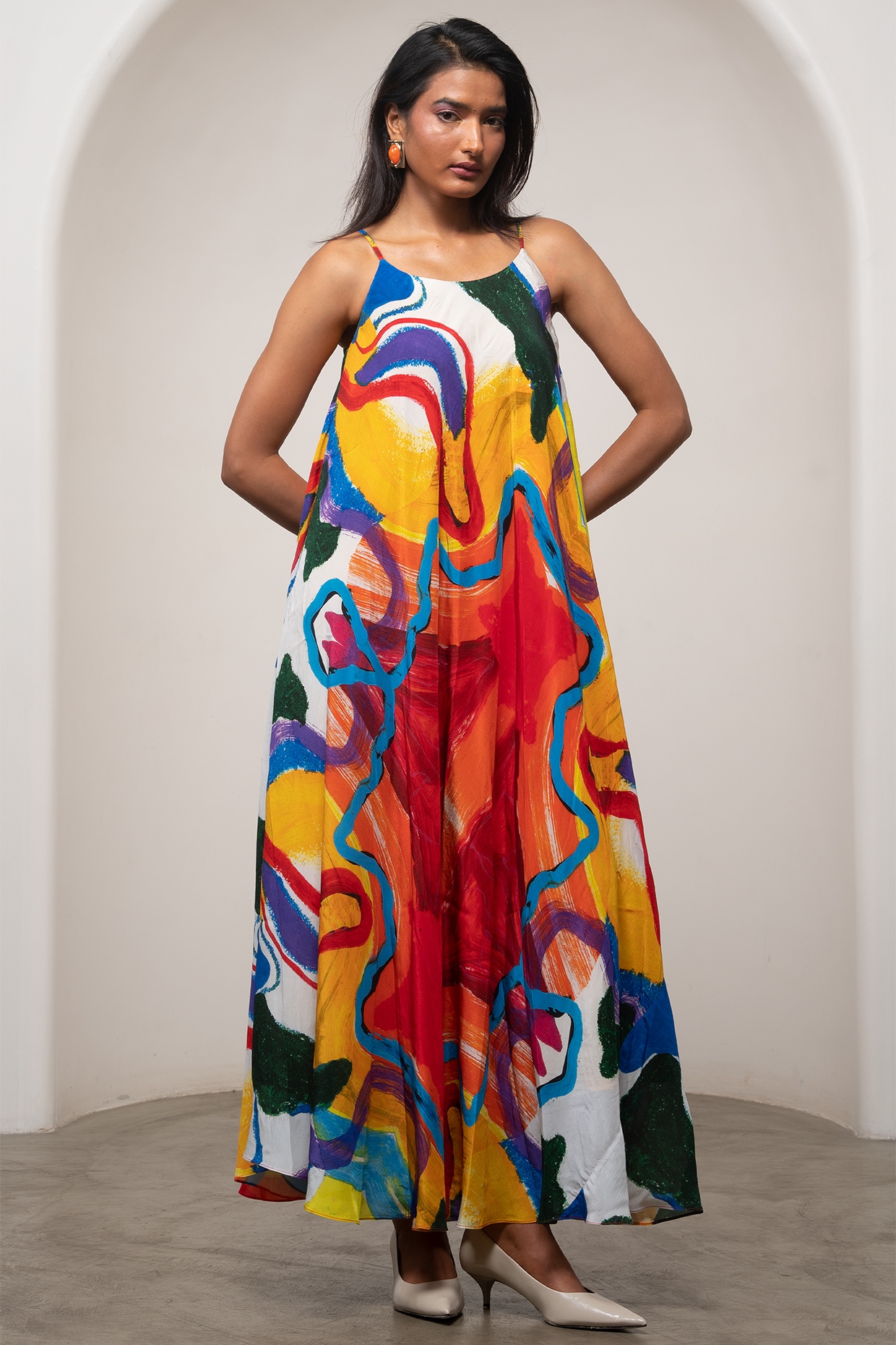 Advait Multi-Colored Cupro Crepe Printed Midi Dress