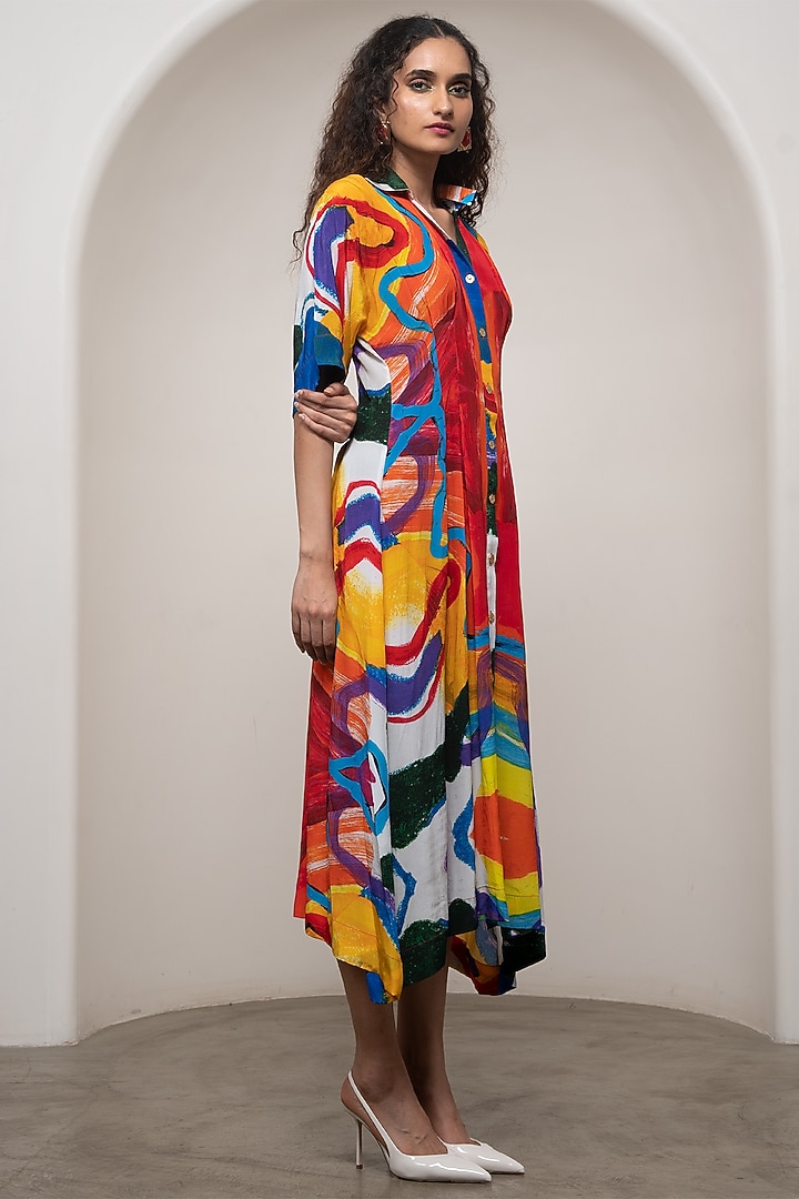 Multi-Colored Crepe Kimono-Style Summer Dress by Advait at Pernia's Pop Up Shop