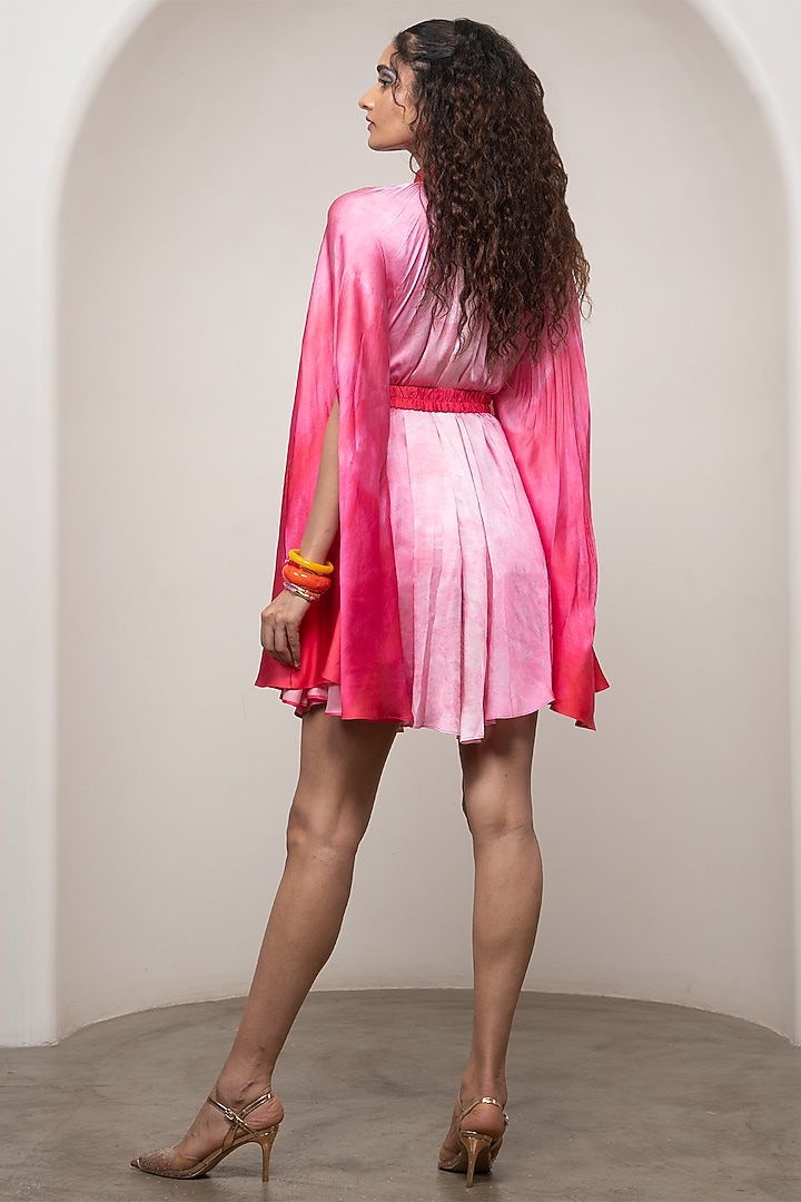 Pink Ombre Bemberg Satin Cape Summer Dress by Advait at Pernia's Pop Up Shop