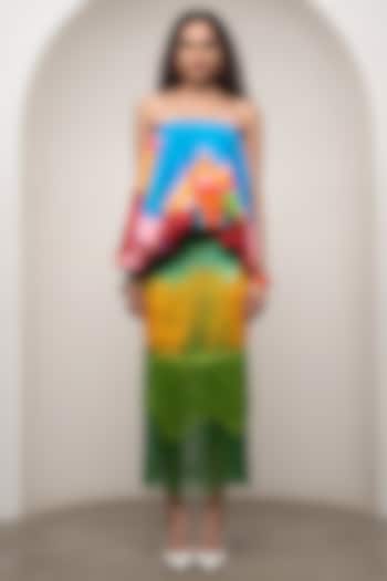 Multi-Colored Satin Skirt Set by Advait at Pernia's Pop Up Shop