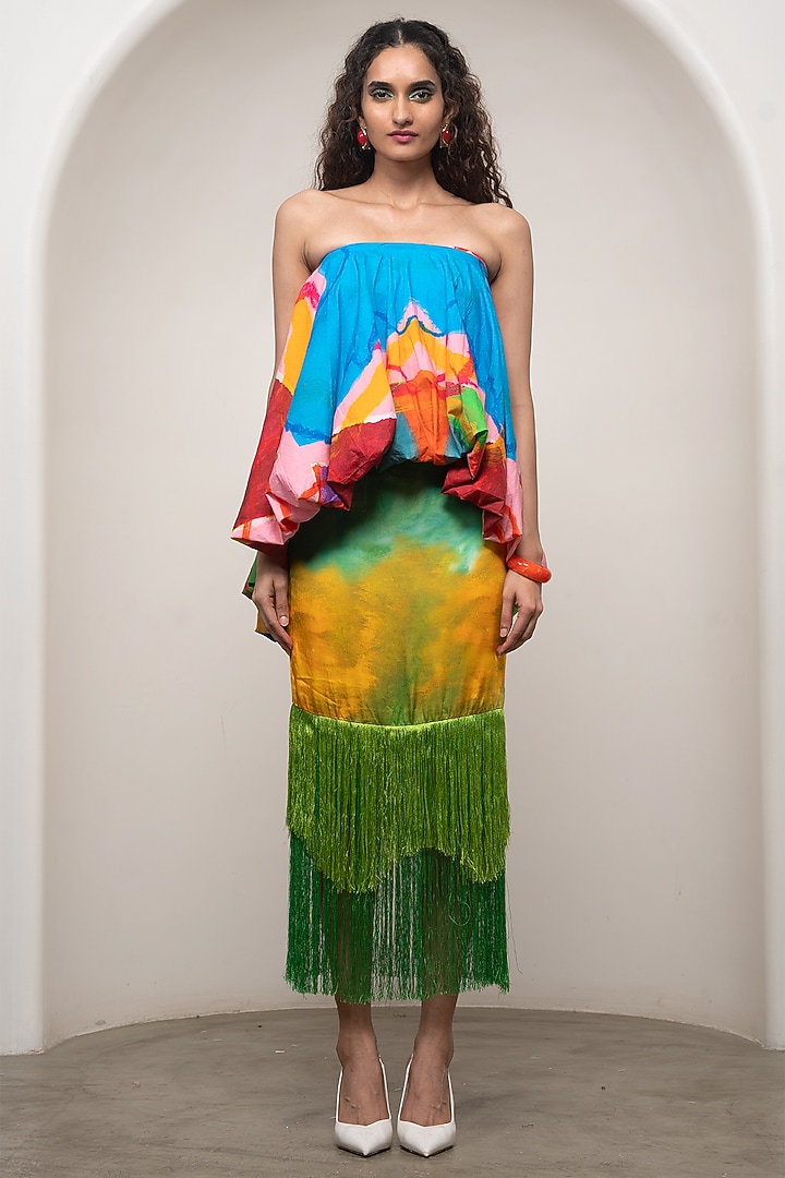 Multi-Colored Satin Skirt Set by Advait at Pernia's Pop Up Shop
