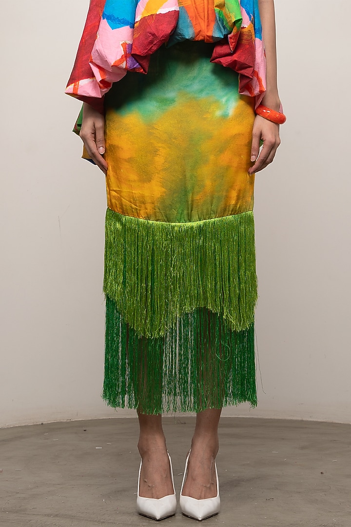 Multi-Colored Satin Skirt Set by Advait at Pernia's Pop Up Shop