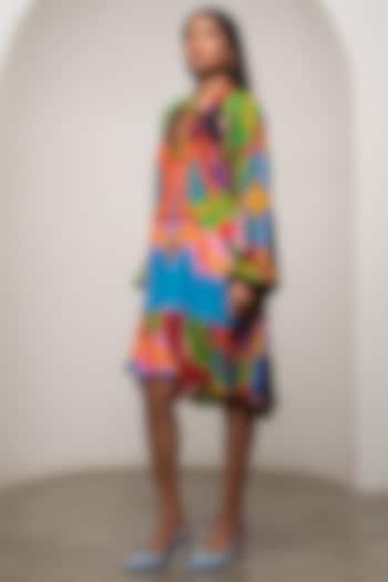 Multi-Colored Crepe Gathered Summer Dress by Advait at Pernia's Pop Up Shop