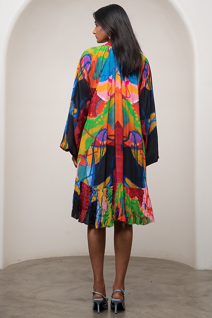 Multi-Colored Crepe Gathered Summer Dress by Advait at Pernia's Pop Up Shop