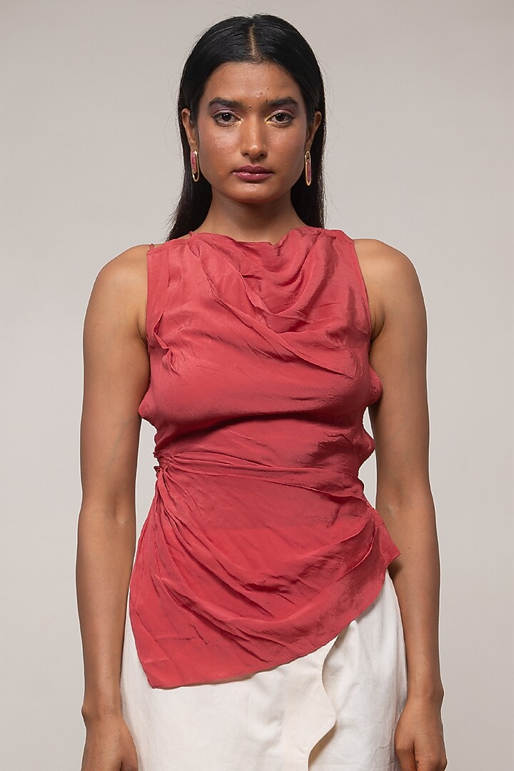 White Crepe & Cotton Mini Skirt Set by Advait at Pernia's Pop Up Shop