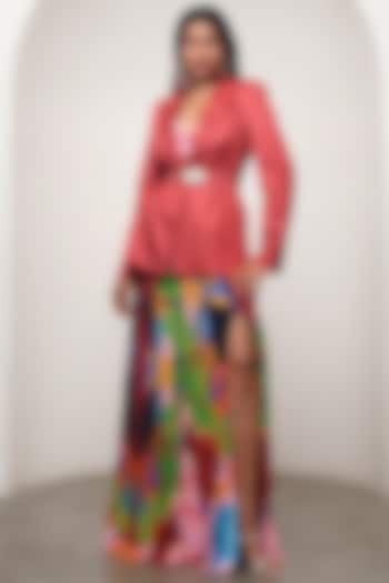 Multi-Colored Crepe Printed Layered Skirt Set by Advait at Pernia's Pop Up Shop