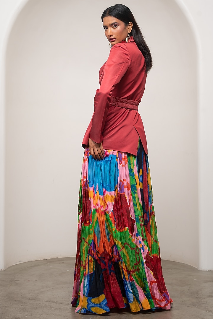 Multi-Colored Crepe Printed Layered Skirt Set by Advait at Pernia's Pop Up Shop