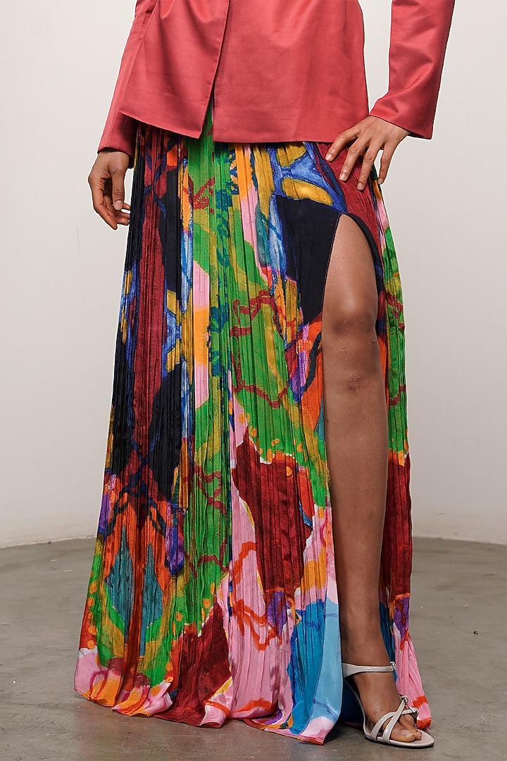 Multi-Colored Crepe Printed Layered Skirt Set by Advait at Pernia's Pop Up Shop