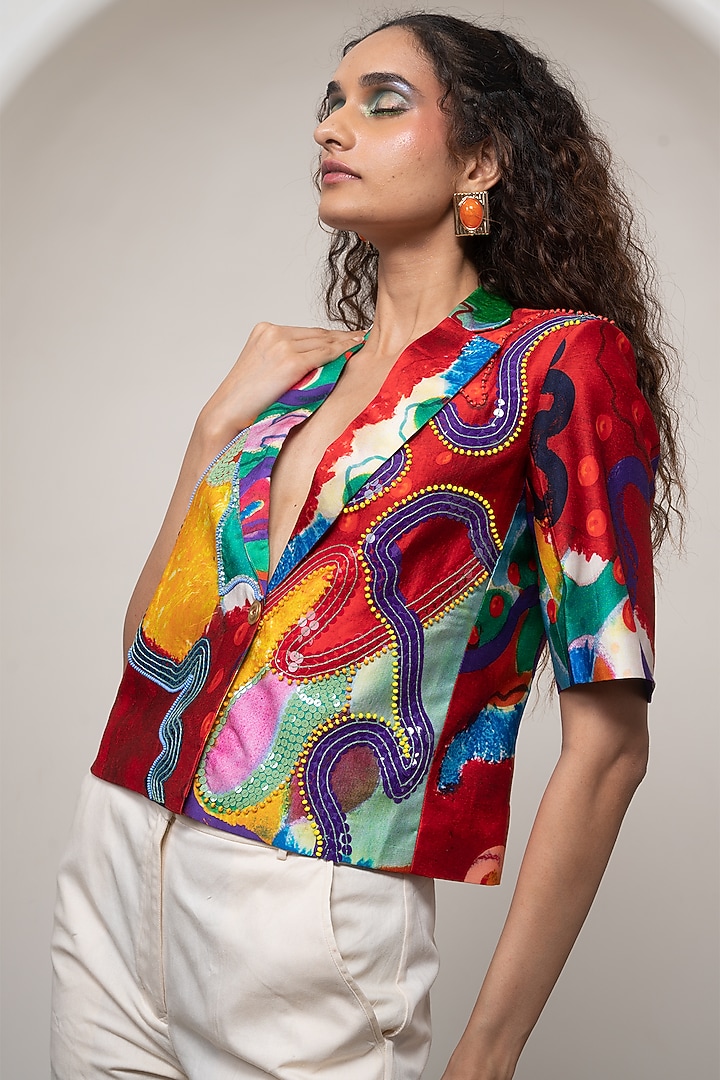 Multi-Colored Cotton Printed Jacket Set by Advait at Pernia's Pop Up Shop