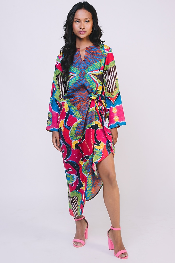 Multi-Colored Printed Asymmetrical Dress by Advait