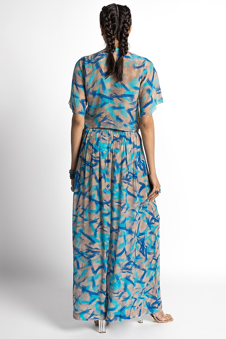 Turquoise Cupro Crepe Co-Ord Set by Advait at Pernia's Pop Up Shop
