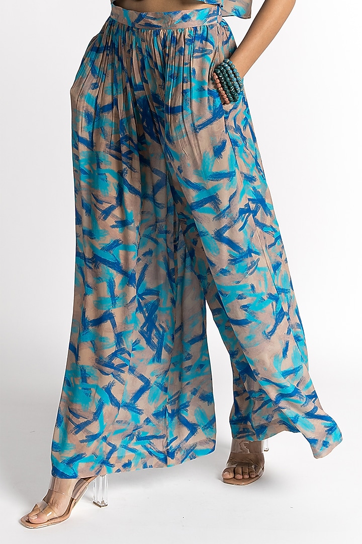 Turquoise Cupro Crepe Co-Ord Set by Advait at Pernia's Pop Up Shop