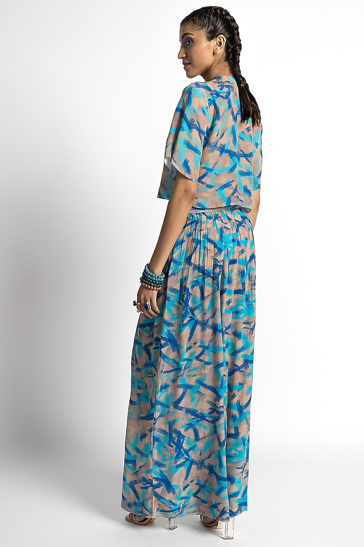 Turquoise Cupro Crepe Co-Ord Set by Advait at Pernia's Pop Up Shop