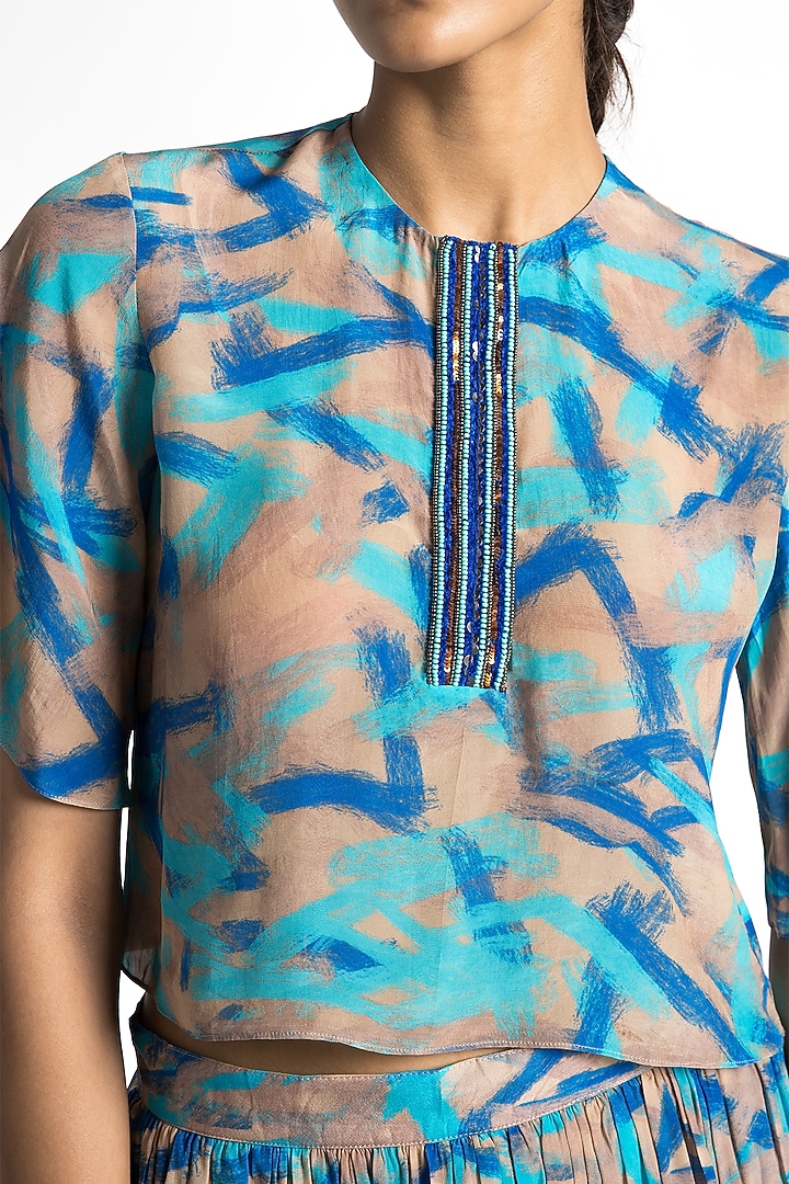 Turquoise Cupro Crepe Co-Ord Set by Advait at Pernia's Pop Up Shop