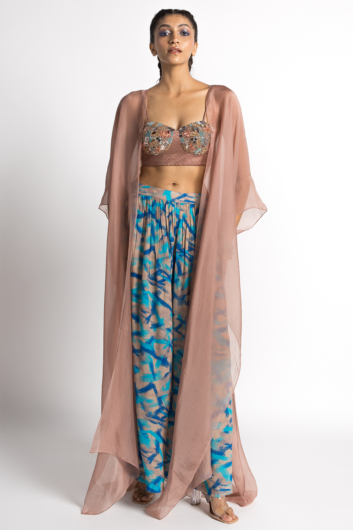 Quartz Organza Cape Set by Advait at Pernia's Pop Up Shop
