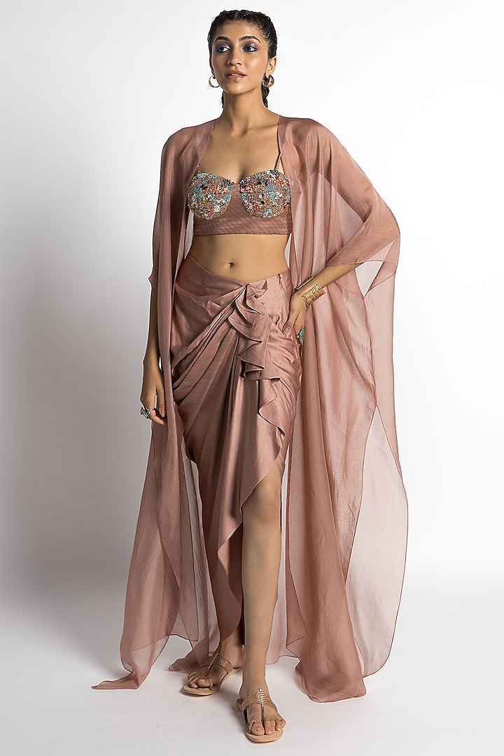 Quartz Satin Draped Skirt Set by Advait at Pernia's Pop Up Shop