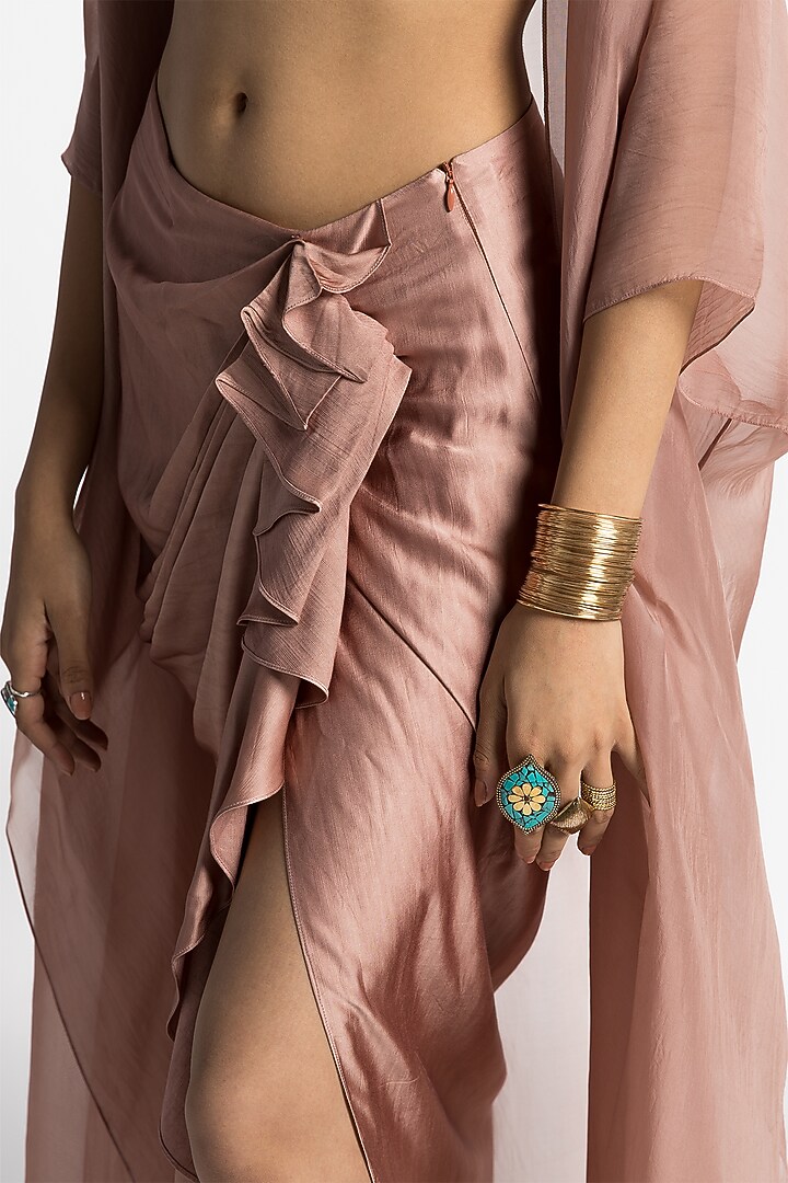 Quartz Satin Draped Skirt Set by Advait at Pernia's Pop Up Shop