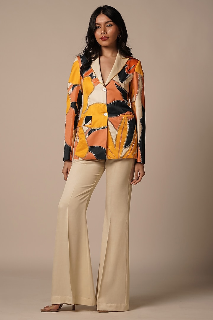 Multi-Colored Ecovero Twill Embroidered Blazer Set by Advait at Pernia's Pop Up Shop