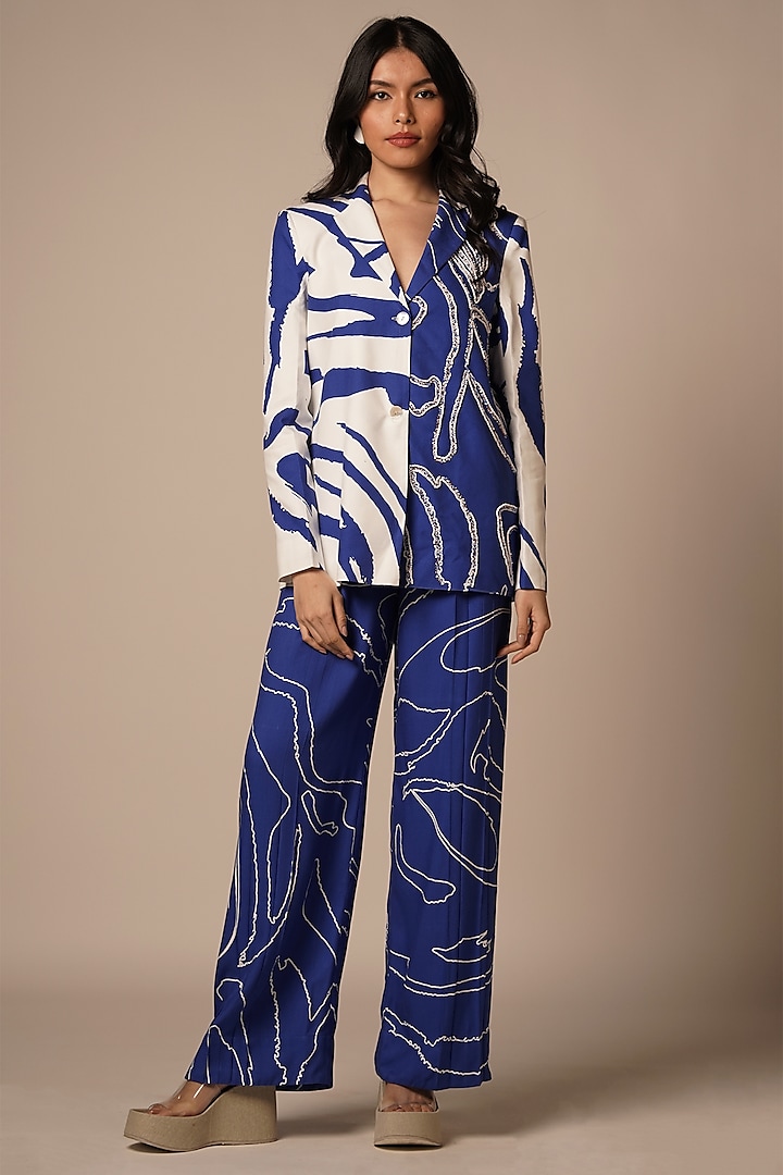 Multi-Colored Rayon Twill Printed Blazer Set by Advait at Pernia's Pop Up Shop