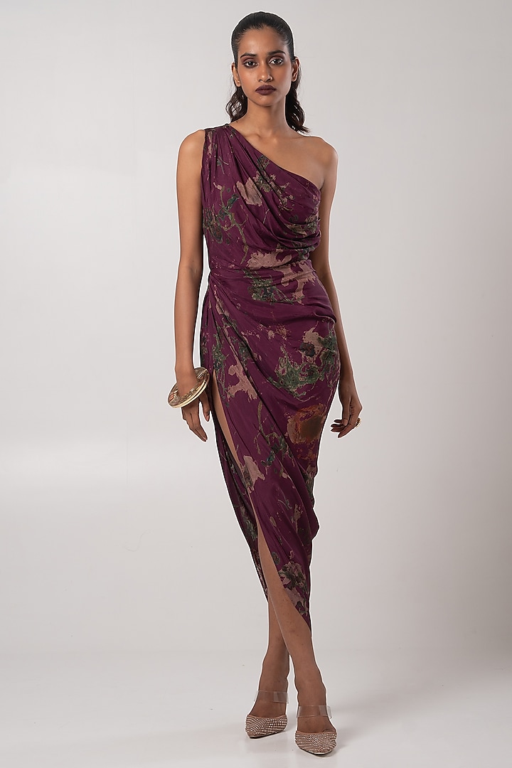 Multi-Colored Habutai One-Shoulder Summer Dress by Advait at Pernia's Pop Up Shop