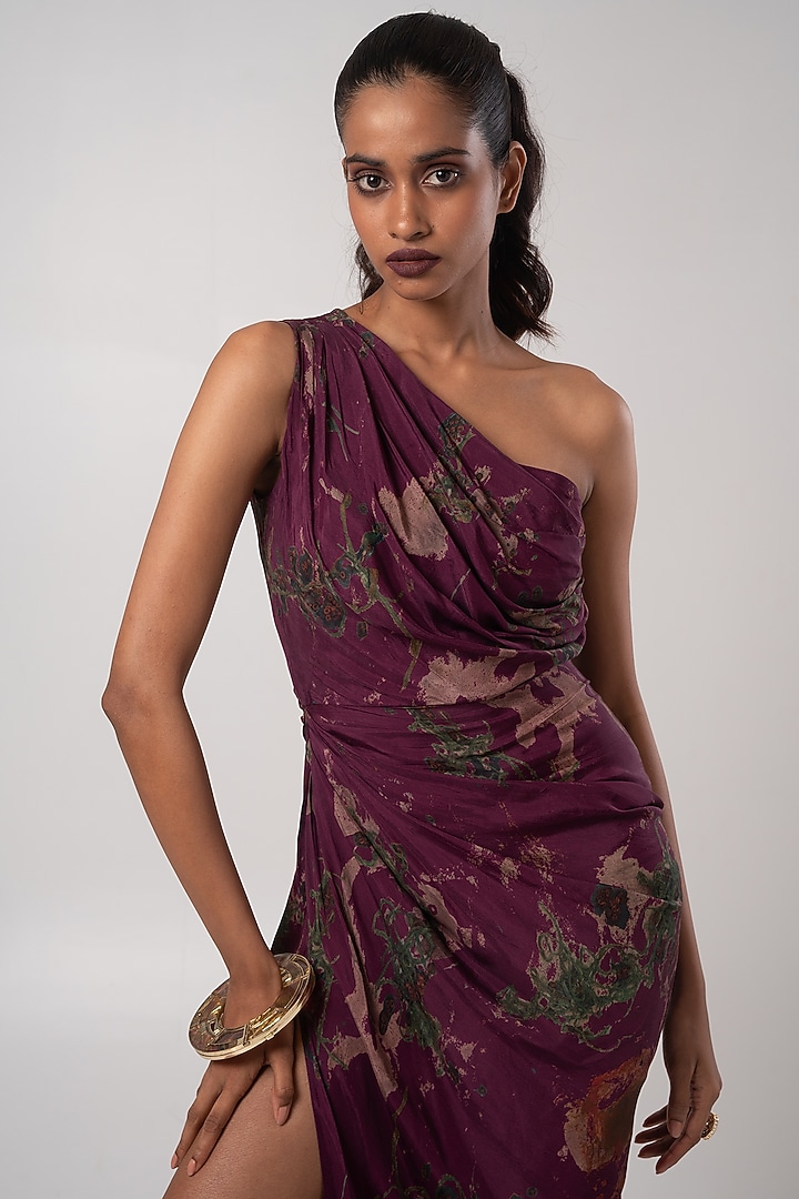 Multi-Colored Habutai One-Shoulder Summer Dress by Advait at Pernia's Pop Up Shop