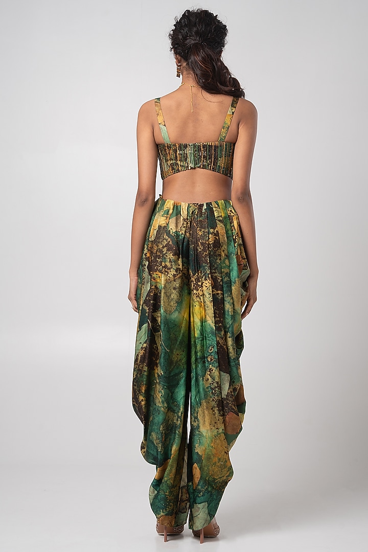 Deep Green Organza Cape Set by Advait at Pernia's Pop Up Shop