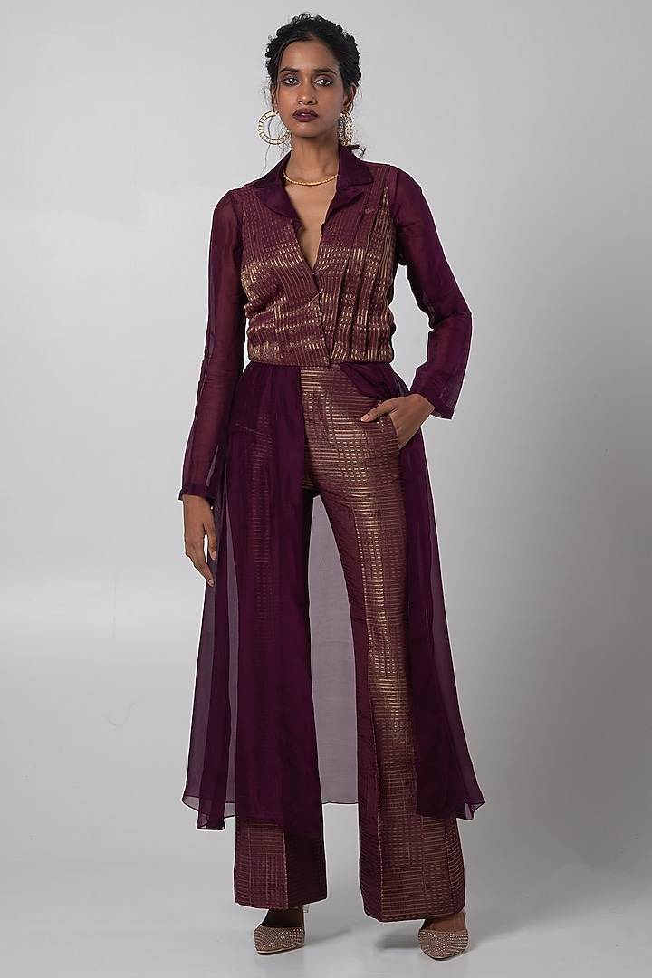 Multi-Colored Organza Tissue & Jacquard Co-Ord Set by Advait at Pernia's Pop Up Shop