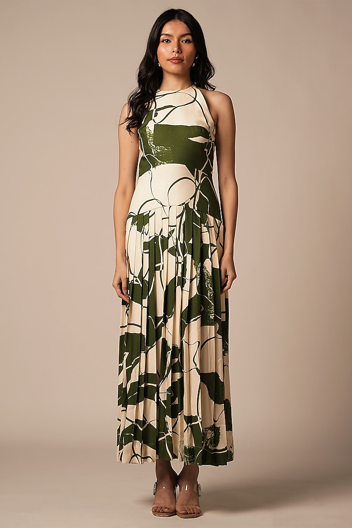 Multi-Colored Rayon Twill Maxi Dress by Advait at Pernia's Pop Up Shop