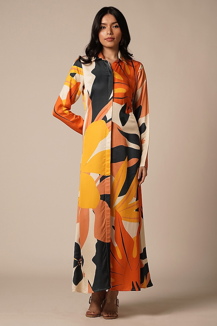 Multi-Colored Ecovero Twill Maxi Dress by Advait at Pernia's Pop Up Shop