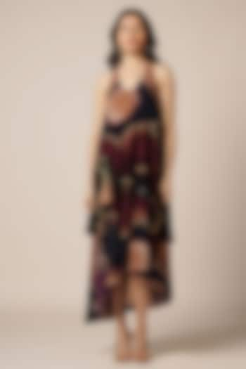 Multi-Colored Natural Crepe Asymmetric Layered Dress by Advait at Pernia's Pop Up Shop