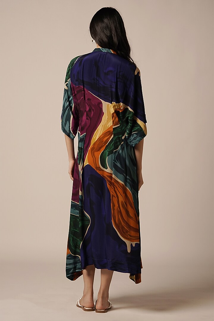 Multi-Colored Natural Crepe Summer Dress by Advait at Pernia's Pop Up Shop
