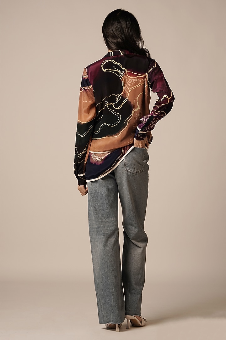 Multi-Colored Natural Crepe Asymmetric Shirt by Advait at Pernia's Pop Up Shop