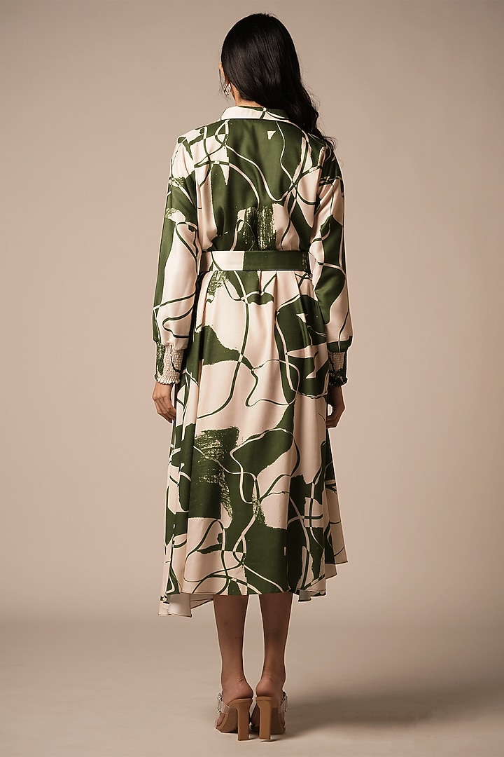 Multi-Colored Rayon Twill Printed Midi Summer Dress by Advait at Pernia's Pop Up Shop