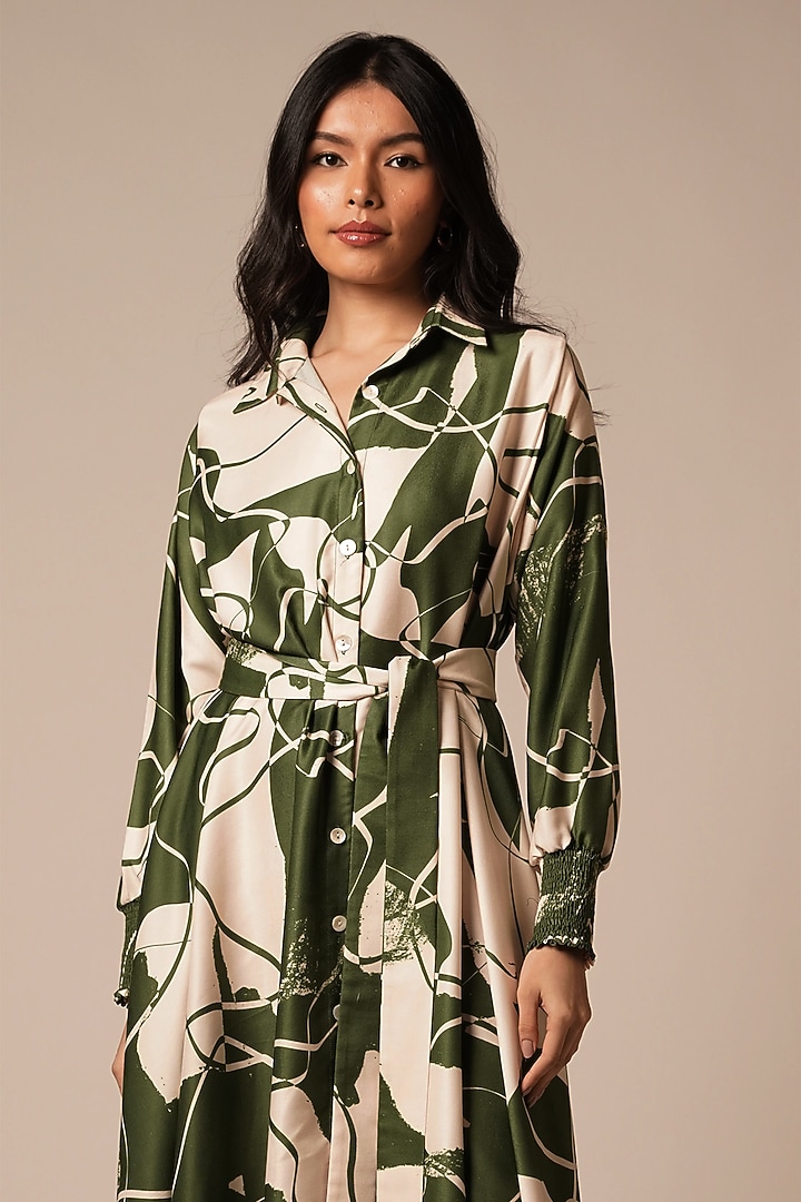 Multi-Colored Rayon Twill Printed Midi Summer Dress by Advait at Pernia's Pop Up Shop