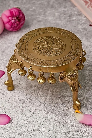 Gold Brass Pooja Chowki by The Advitya