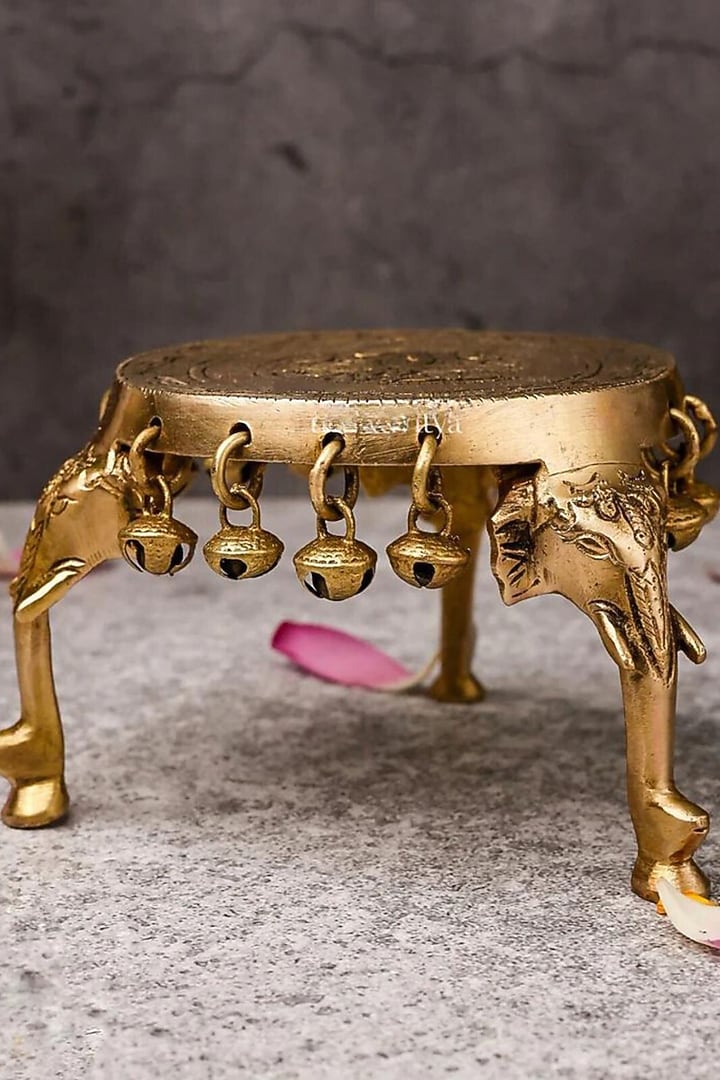 Gold Brass Pooja Chowki by The Advitya at Pernia's Pop Up Shop