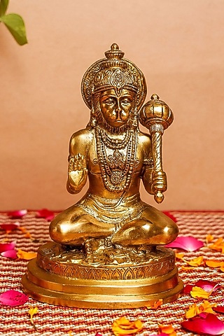 Gold Brass Lord Hanuman Idol by The Advitya