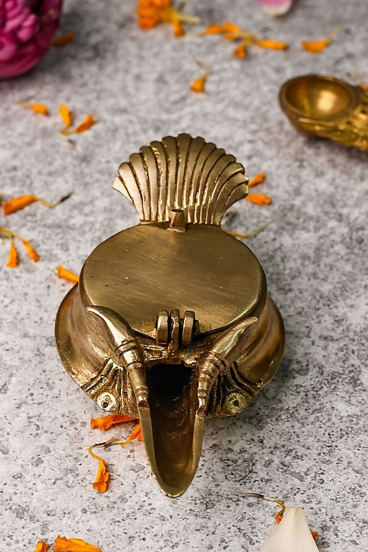 Gold Brass Chirag Diya Pooja Oil Lamp by The Advitya