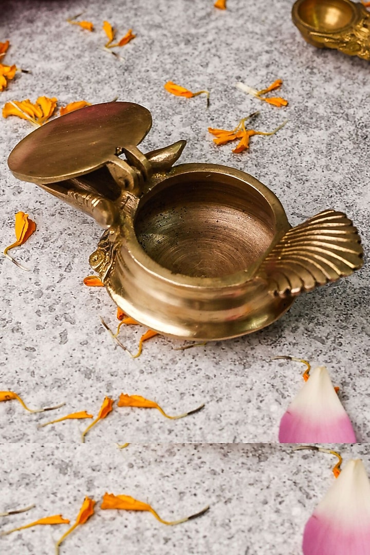 Gold Brass Chirag Diya Pooja Oil Lamp by The Advitya at Pernia's Pop Up Shop