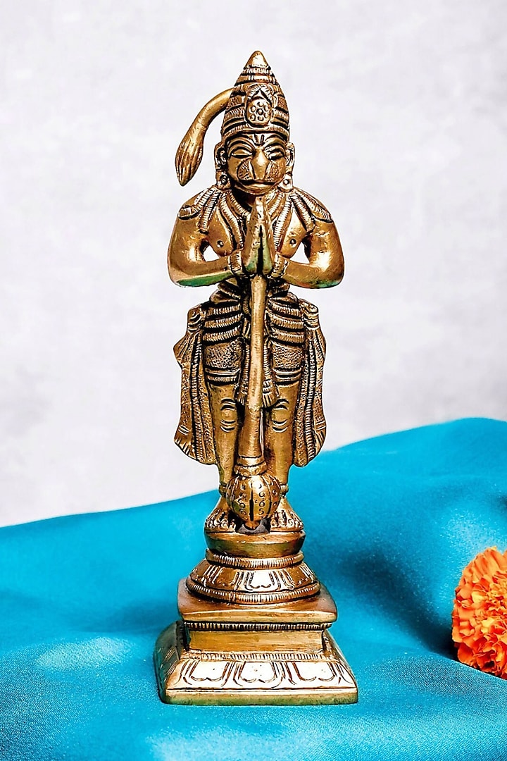 Gold Brass Lord Hanuman Idol by The Advitya