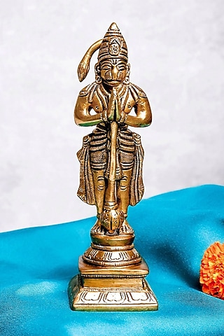 Gold Brass Lord Hanuman Idol by The Advitya