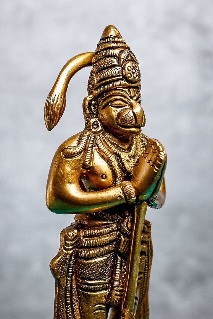 Gold Brass Lord Hanuman Idol by The Advitya at Pernia's Pop Up Shop