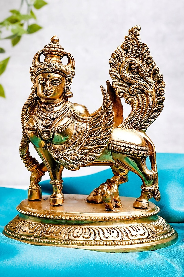 Gold Brass Lord Kamdhenu Standing Statue Idol by The Advitya
