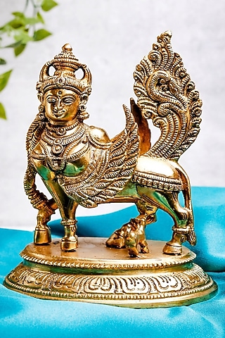 Gold Brass Lord Kamdhenu Standing Statue Idol by The Advitya