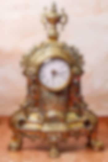 Gold Brass Vintage Table Clock by The Advitya