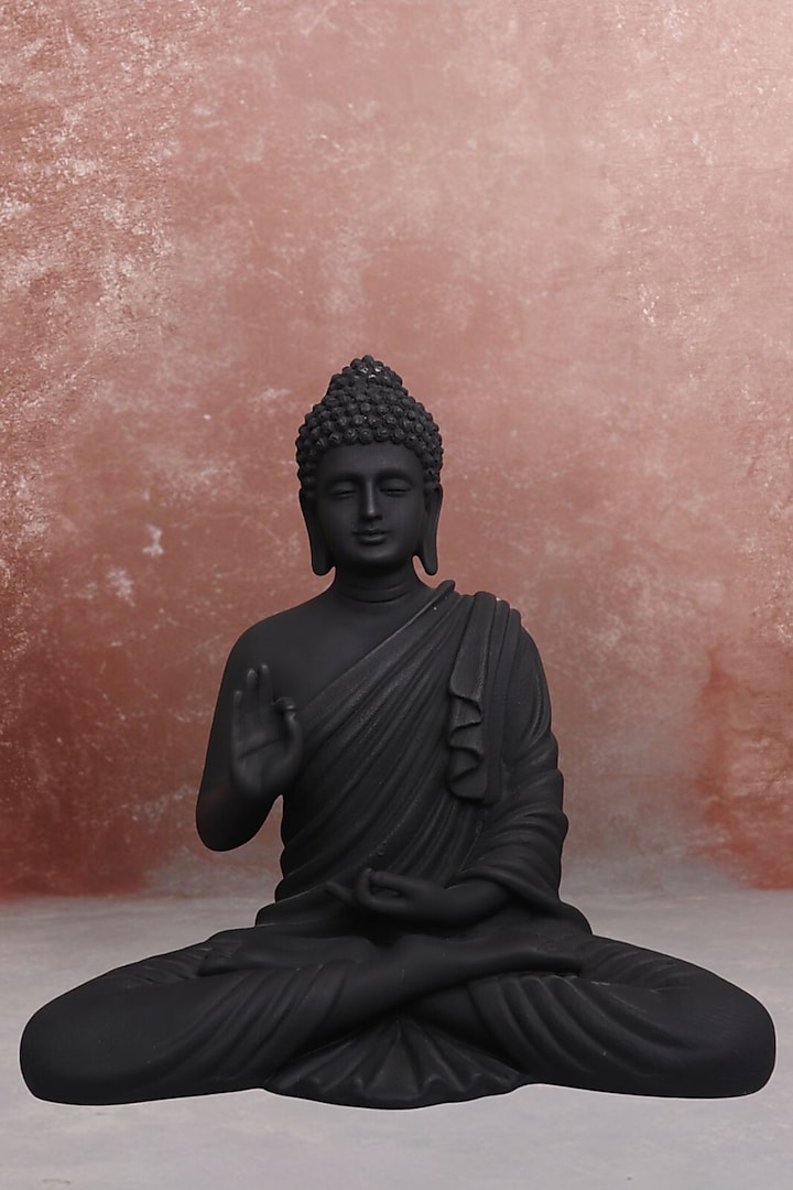 Black Resin Lord Buddha Meditating Idol by The Advitya