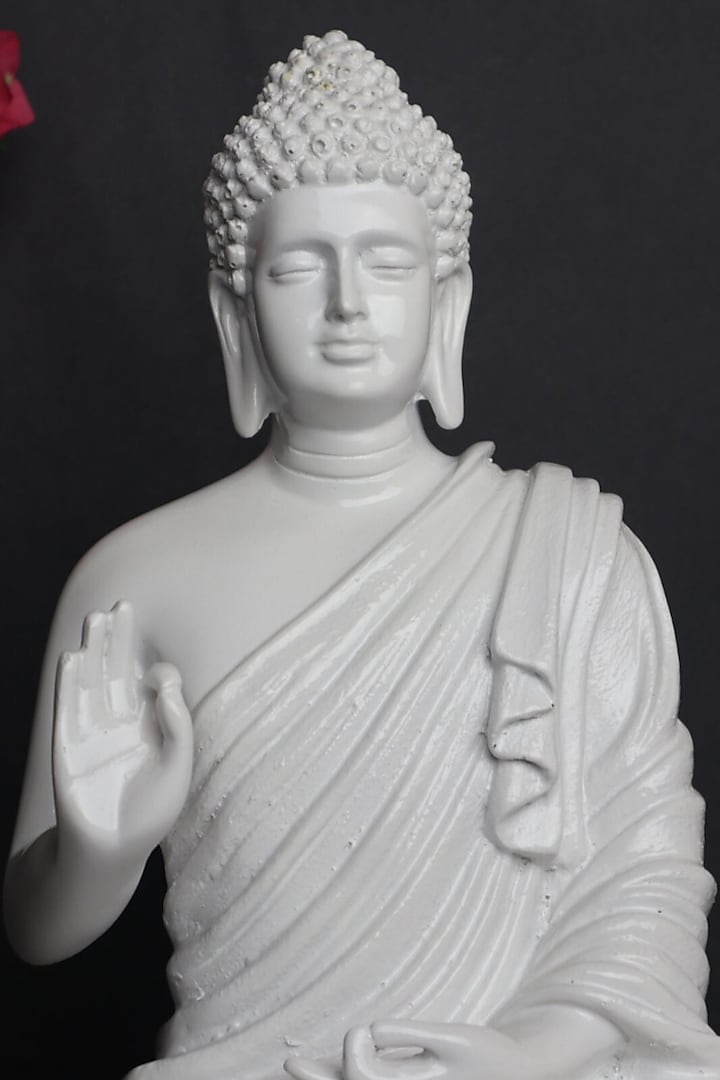 White Resin Lord Buddha Meditating Idol by The Advitya at Pernia's Pop Up Shop