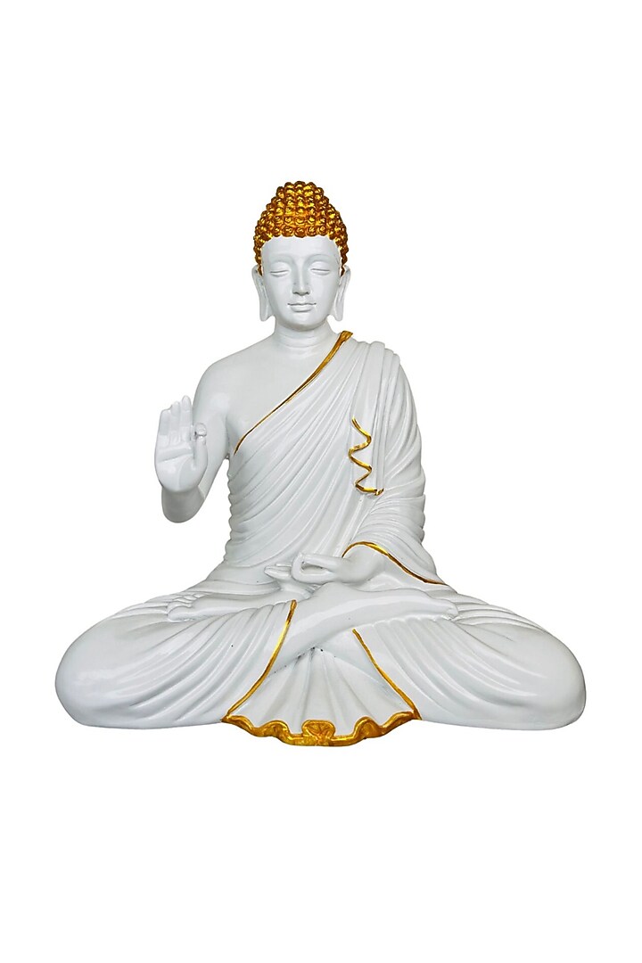 White Resin Lord Buddha Meditating Idol by The Advitya at Pernia's Pop Up Shop